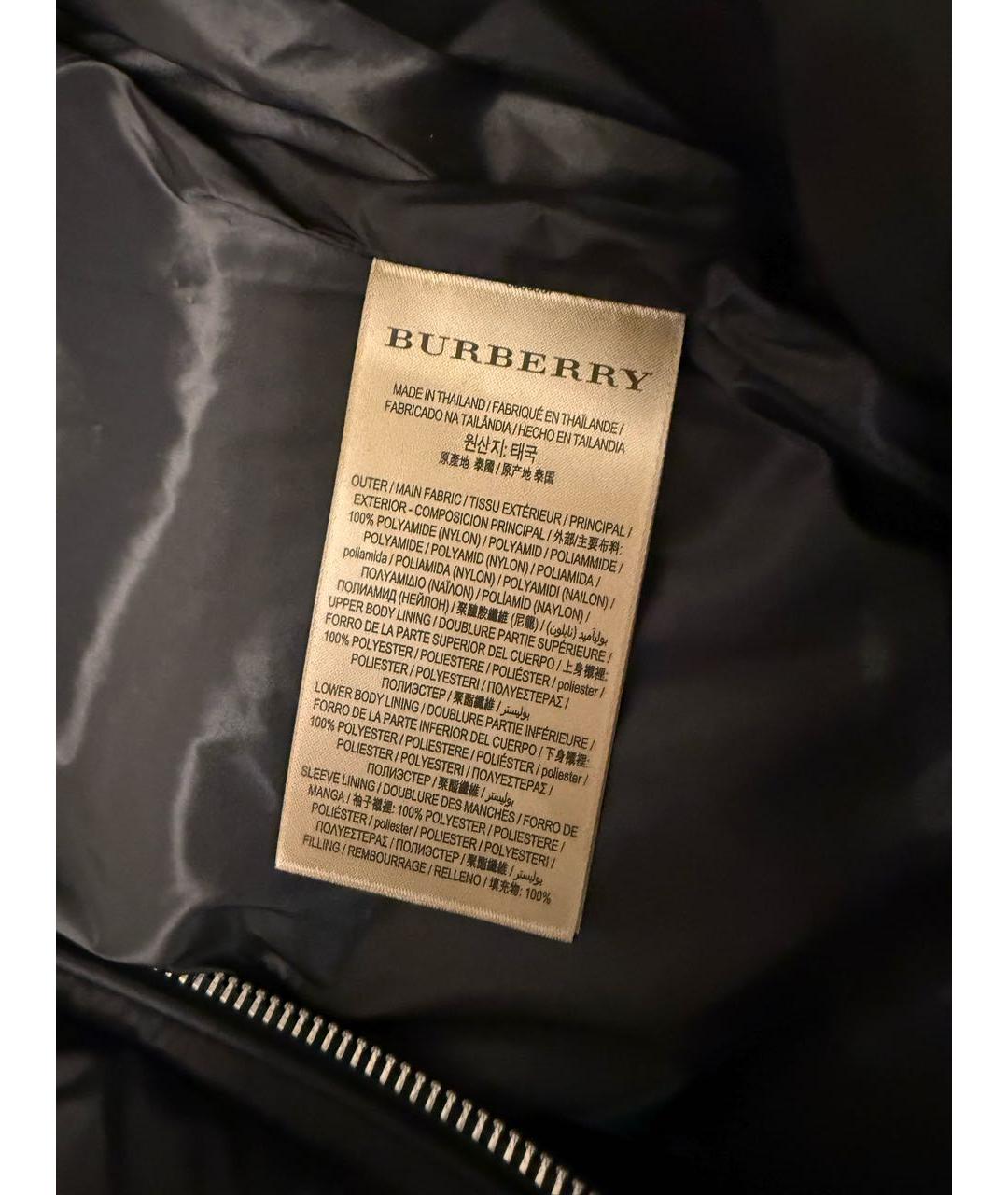 BURBERRY Черный полиэстеровый пуховик, фото 6