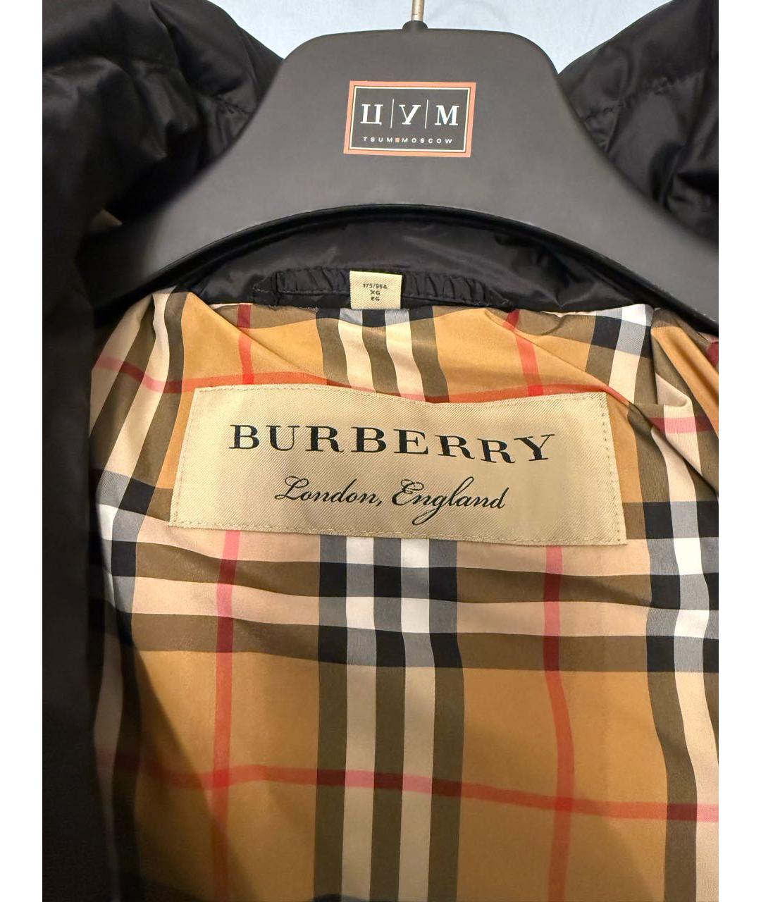 BURBERRY Черный полиэстеровый пуховик, фото 3