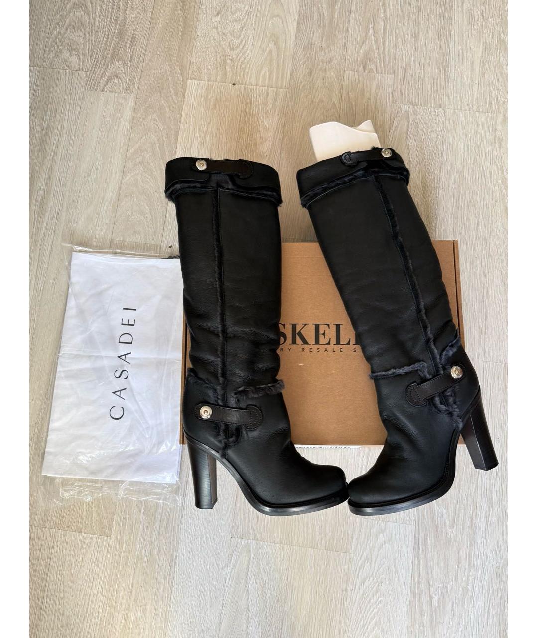 CASADEI Черные кожаные сапоги, фото 4