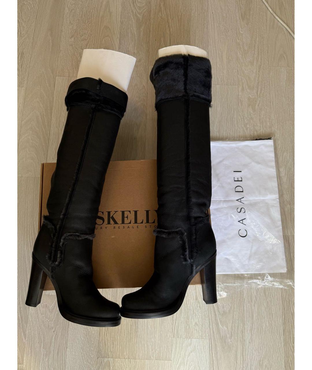 CASADEI Черные кожаные сапоги, фото 5