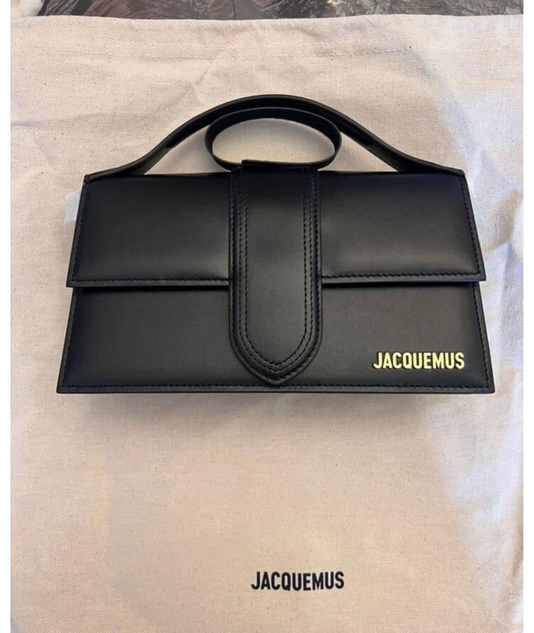 JACQUEMUS Черная кожаная сумка с короткими ручками, фото 6