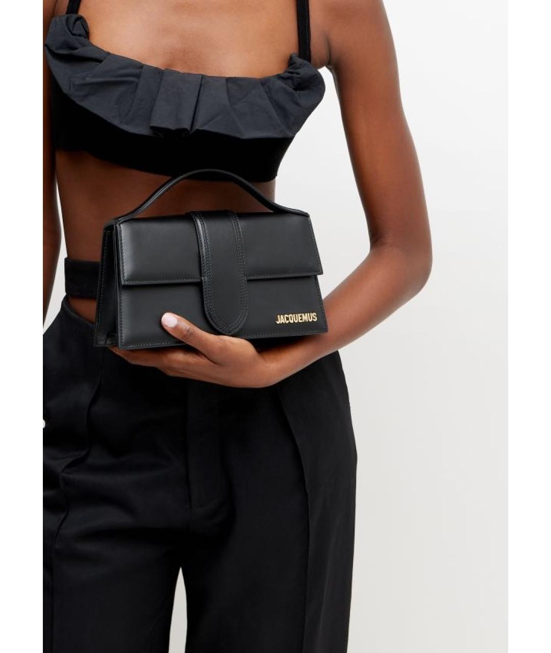 JACQUEMUS Черная кожаная сумка с короткими ручками, фото 2