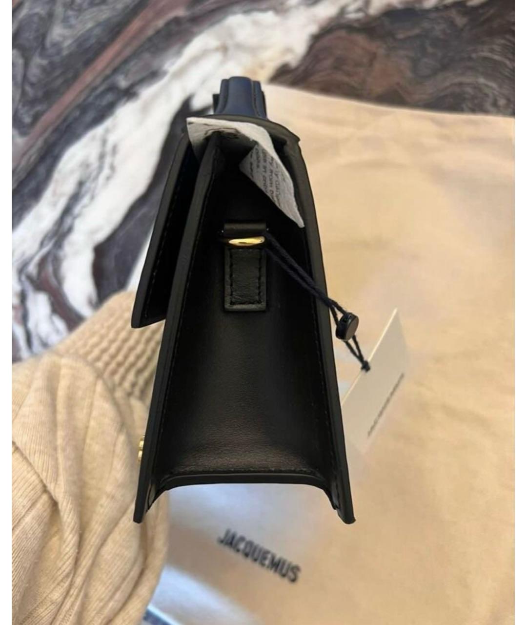 JACQUEMUS Черная кожаная сумка с короткими ручками, фото 4