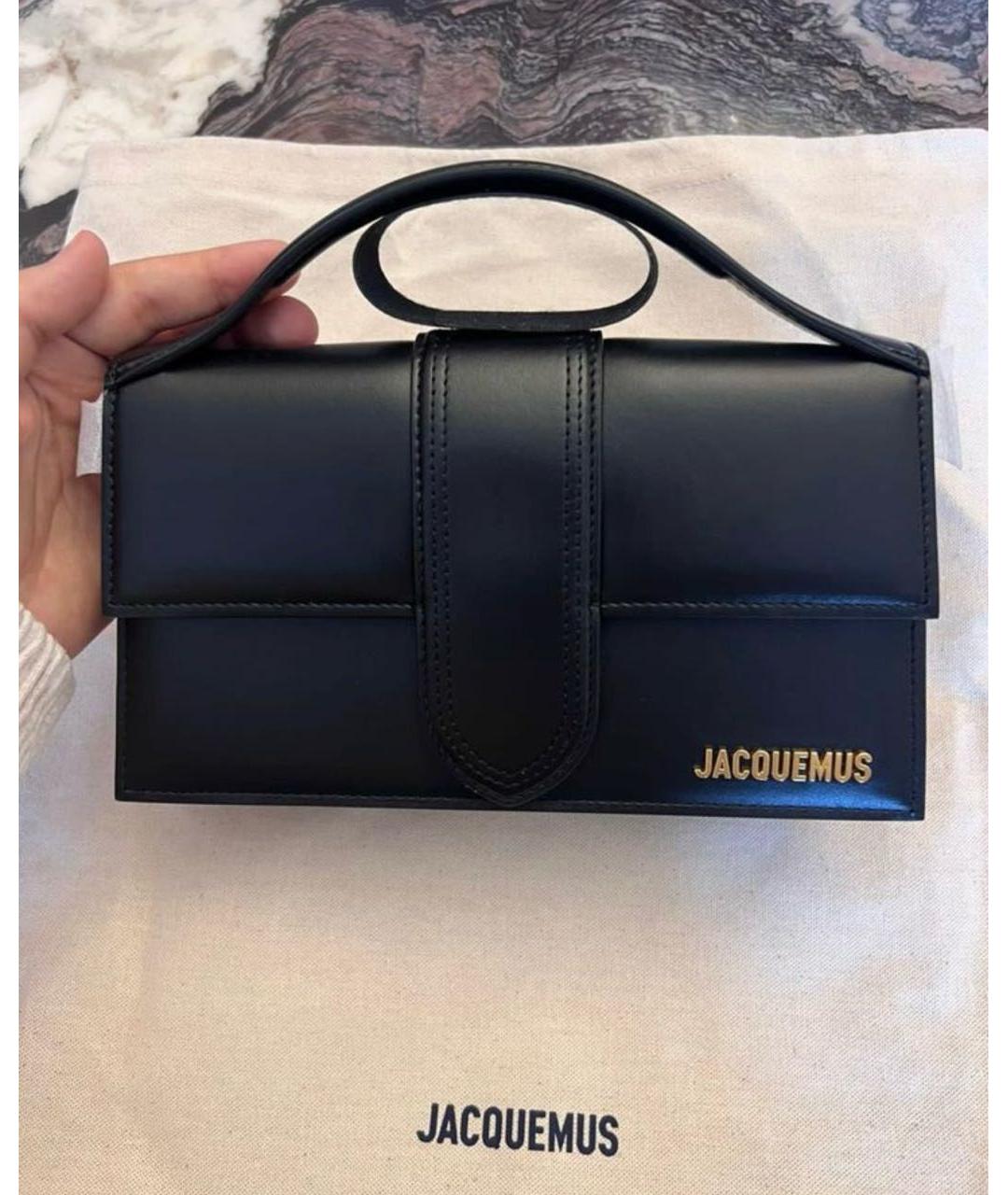 JACQUEMUS Черная кожаная сумка с короткими ручками, фото 5