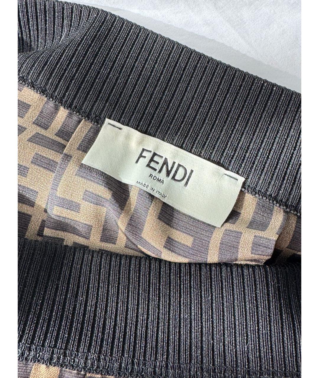 FENDI Коричневая шелковая юбка миди, фото 3