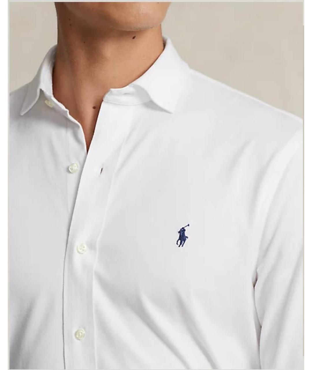 POLO RALPH LAUREN Белое хлопковое поло с длинным рукавом, фото 4