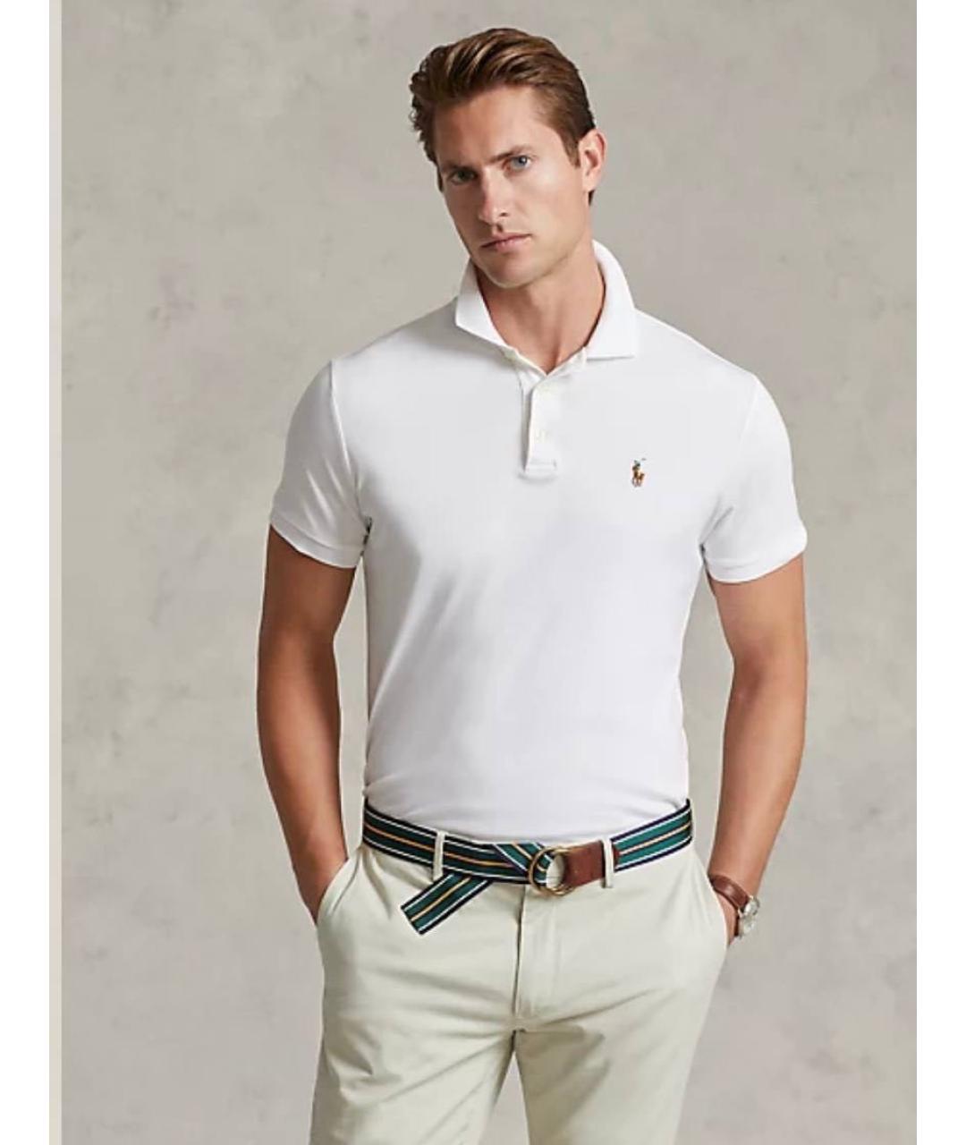 POLO RALPH LAUREN Белое хлопковое поло с коротким рукавом, фото 2