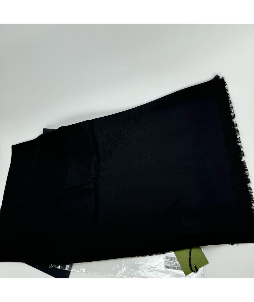 GUCCI Черный шерстяной платок, фото 2