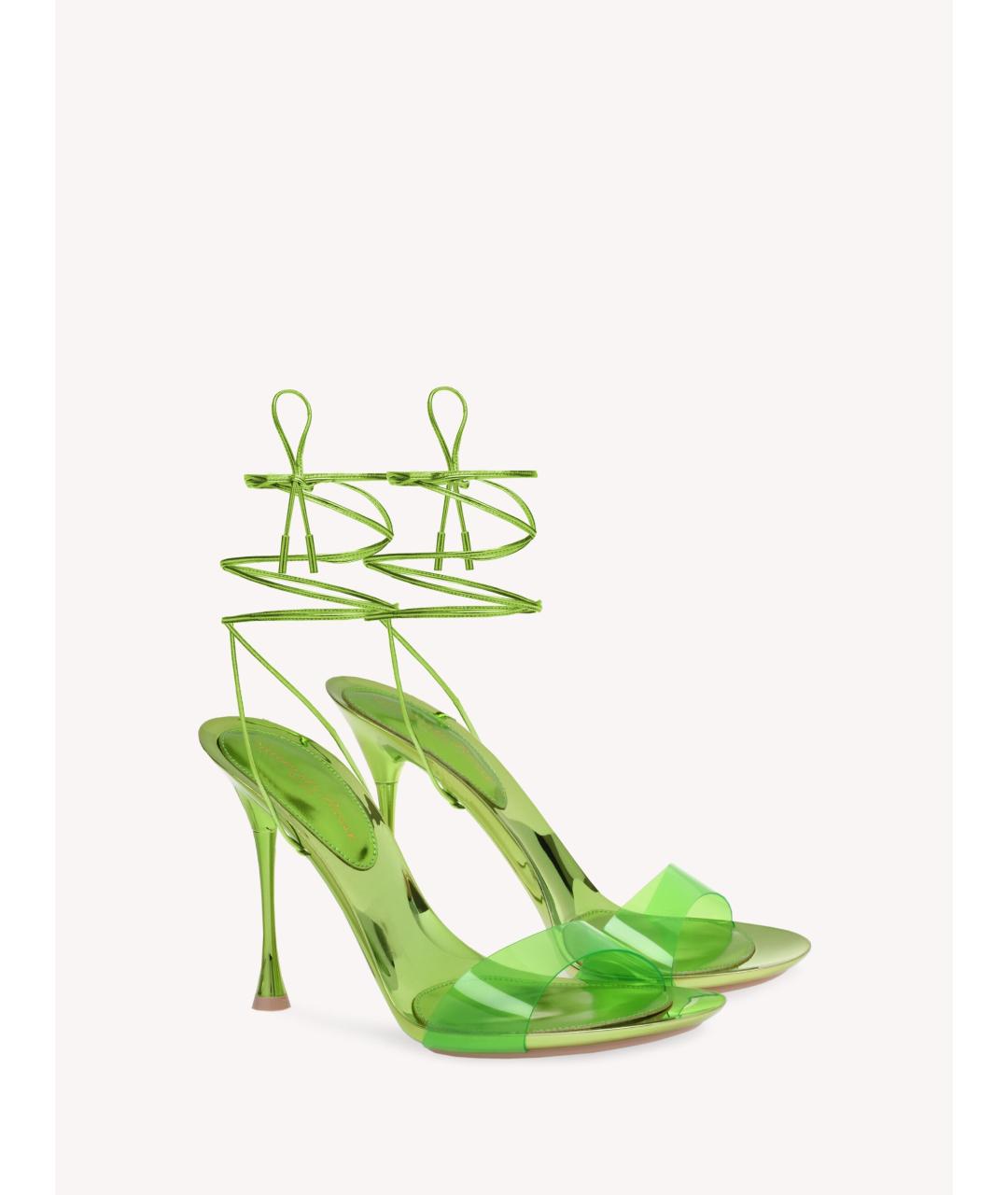 GIANVITO ROSSI Зеленые кожаные босоножки, фото 2