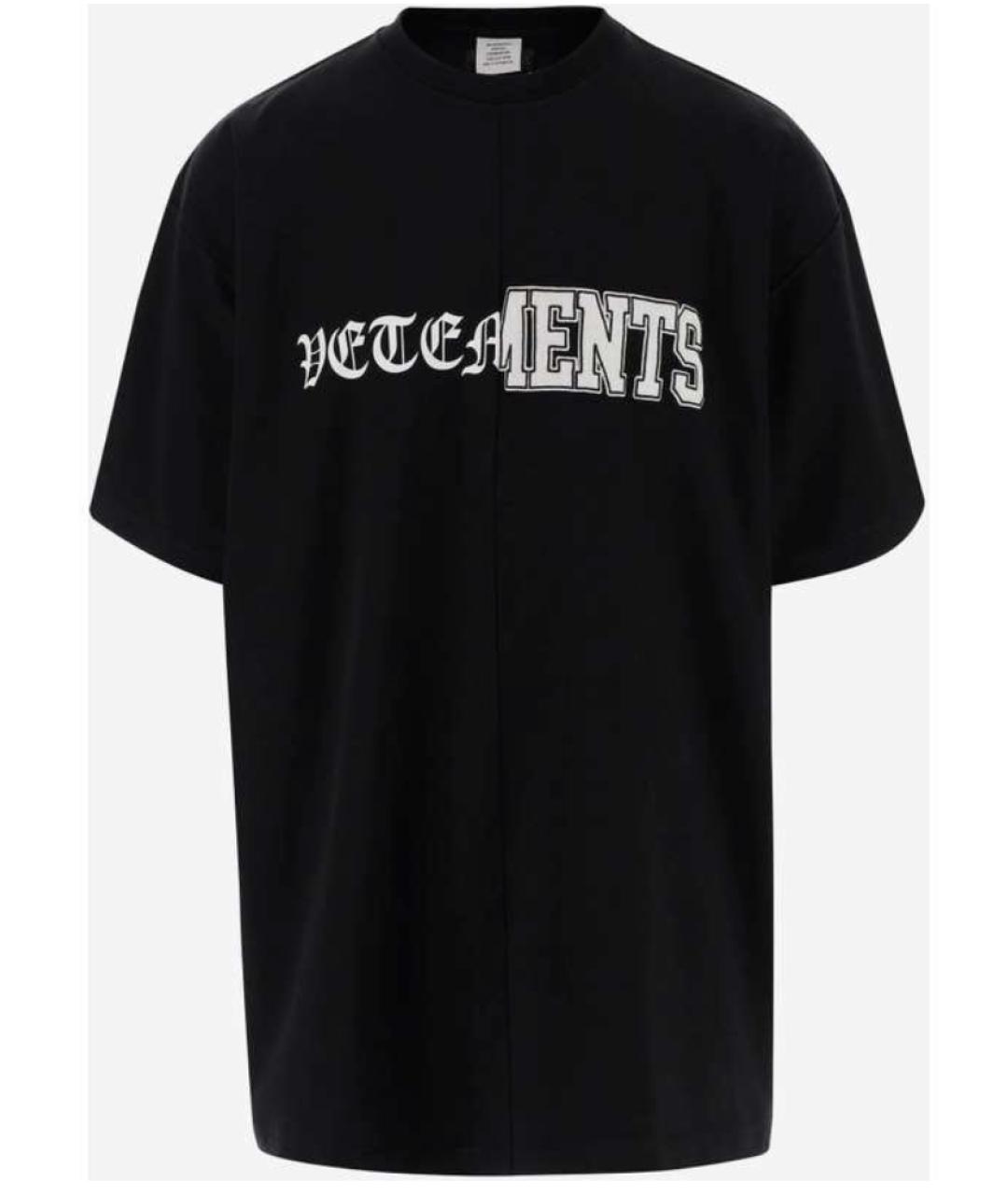 VETEMENTS Черная хлопковая футболка, фото 1
