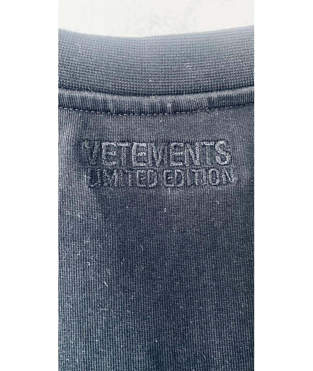 VETEMENTS Черная хлопковая футболка, фото 4