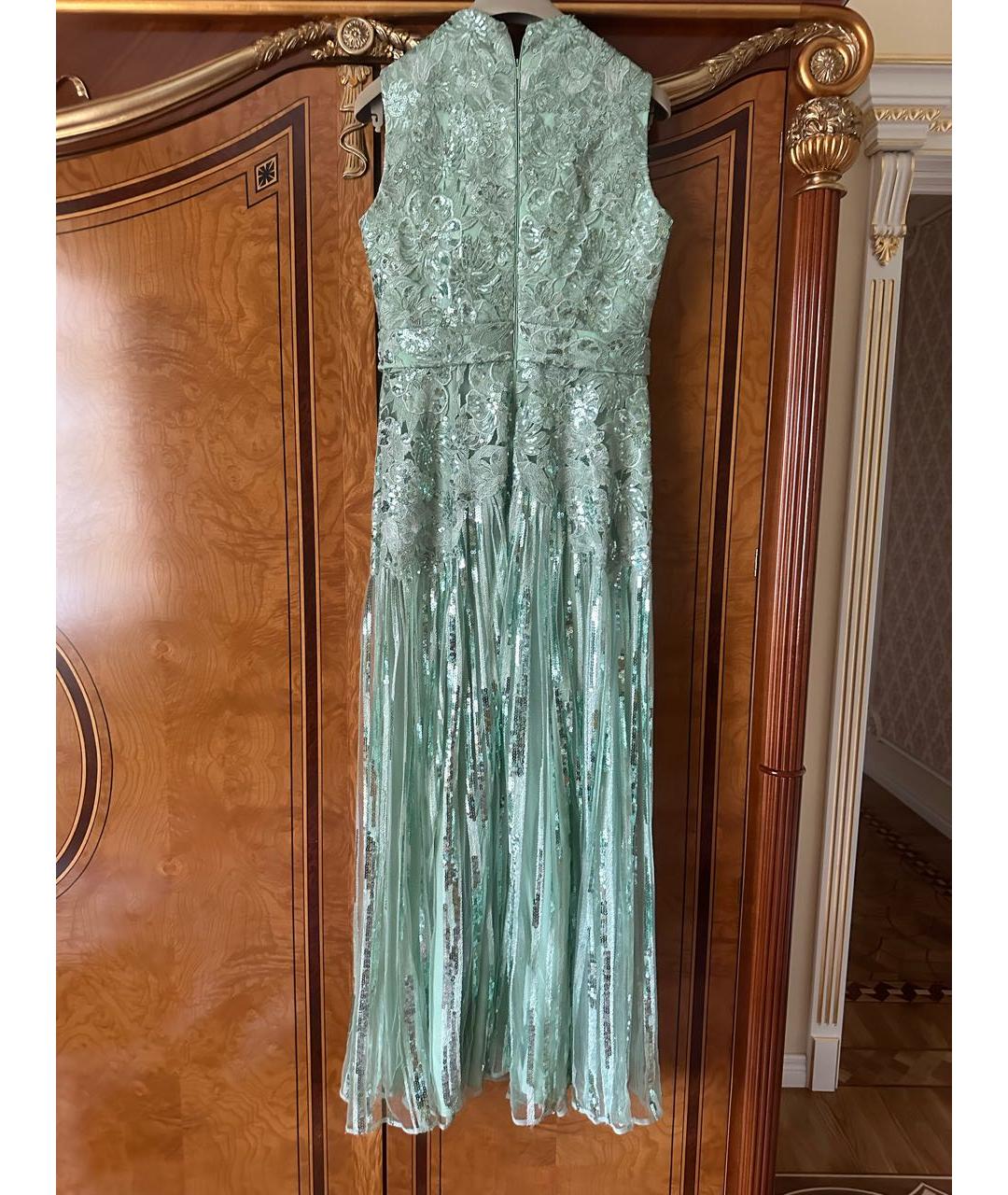 ELIE SAAB Бирюзовое шелковое вечернее платье, фото 4