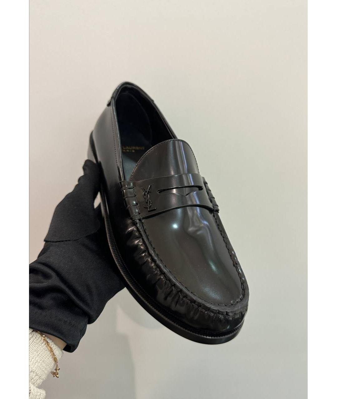 SAINT LAURENT Черные кожаные лоферы, фото 5