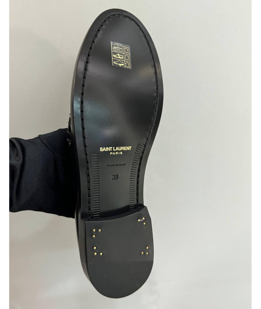 SAINT LAURENT Черные кожаные лоферы, фото 6