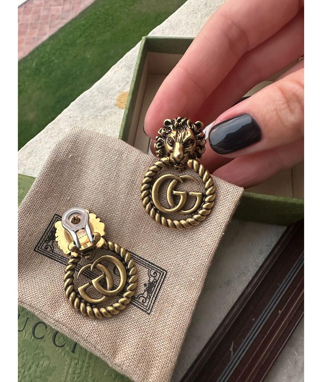 GUCCI Золотые металлические клипсы, фото 5