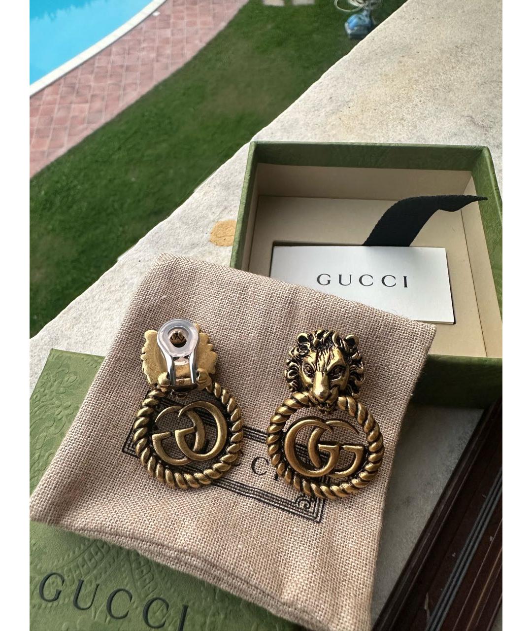 GUCCI Золотые металлические клипсы, фото 2