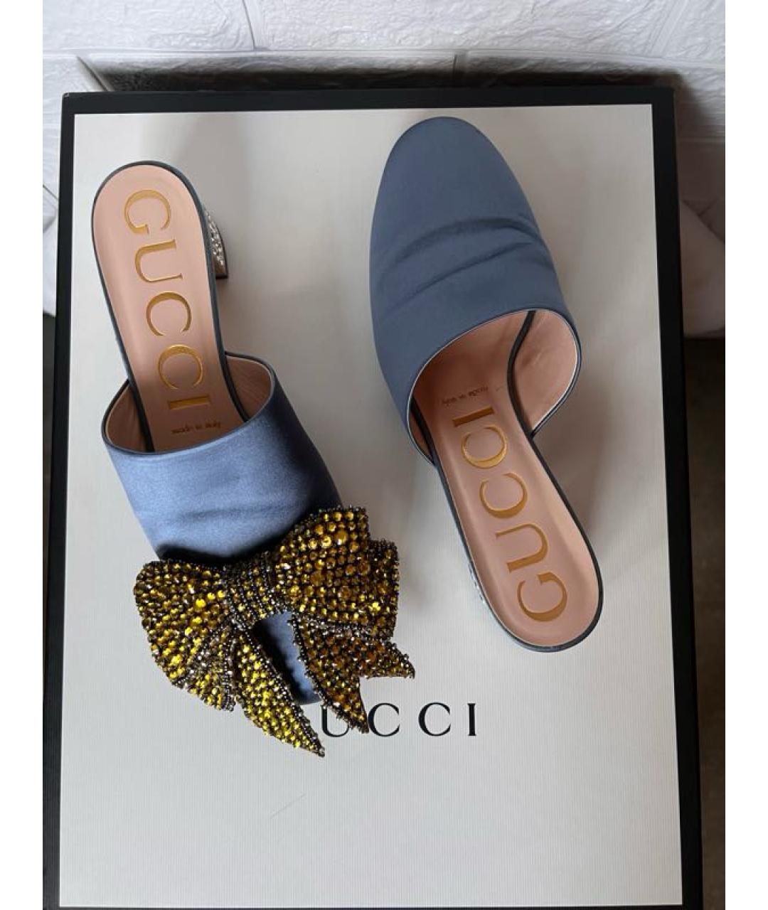 GUCCI Голубые мюли, фото 7