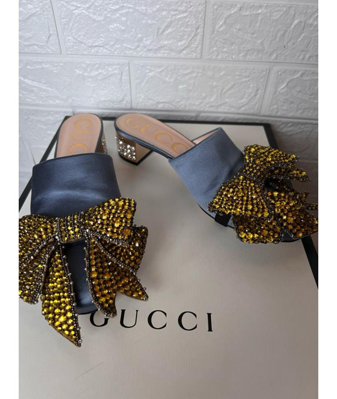 GUCCI Голубые мюли, фото 8