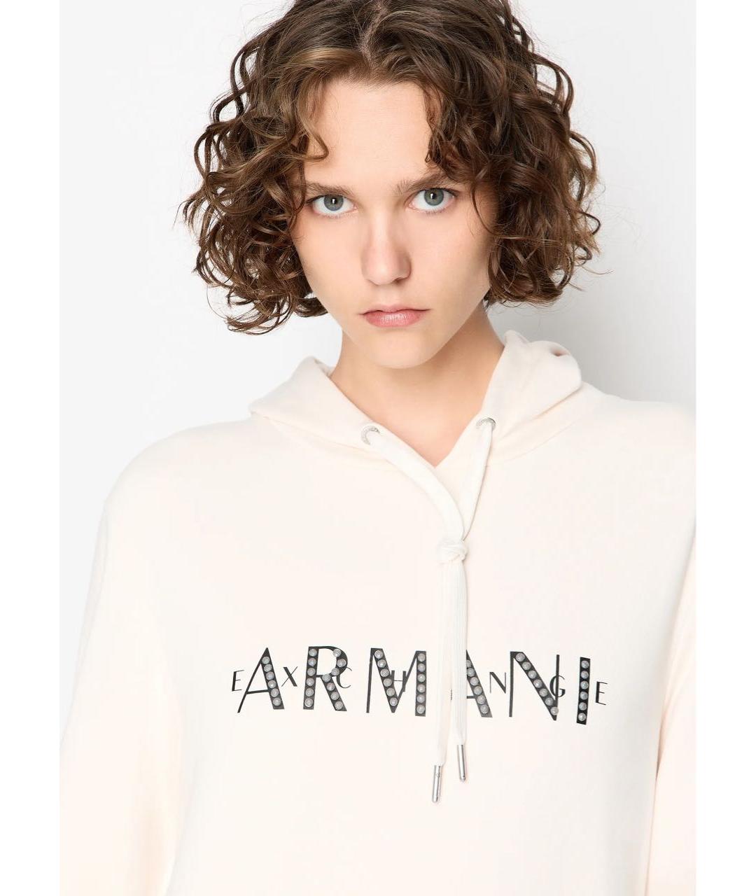 ARMANI EXCHANGE Бежевое хлопковое повседневное платье, фото 3