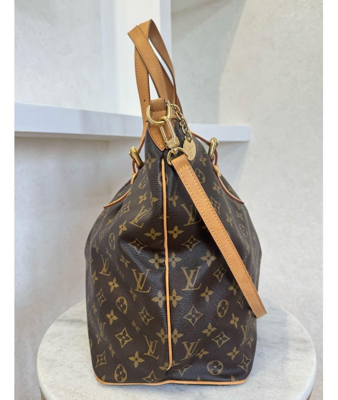 LOUIS VUITTON Коричневая кожаная сумка тоут, фото 7