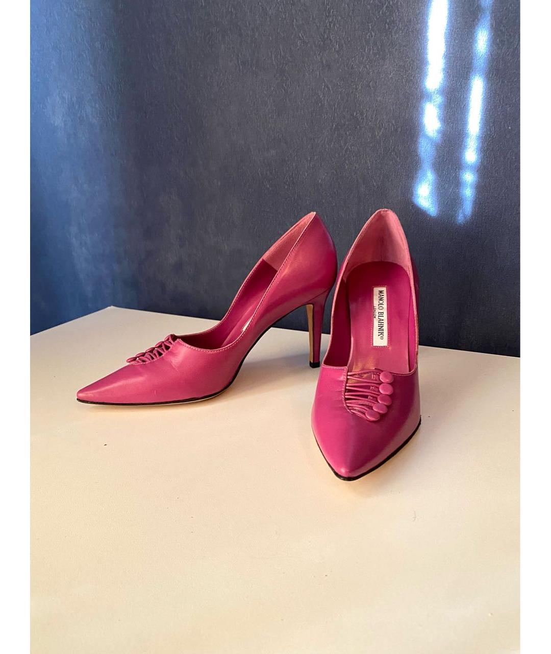 MANOLO BLAHNIK Фуксия кожаные туфли, фото 6