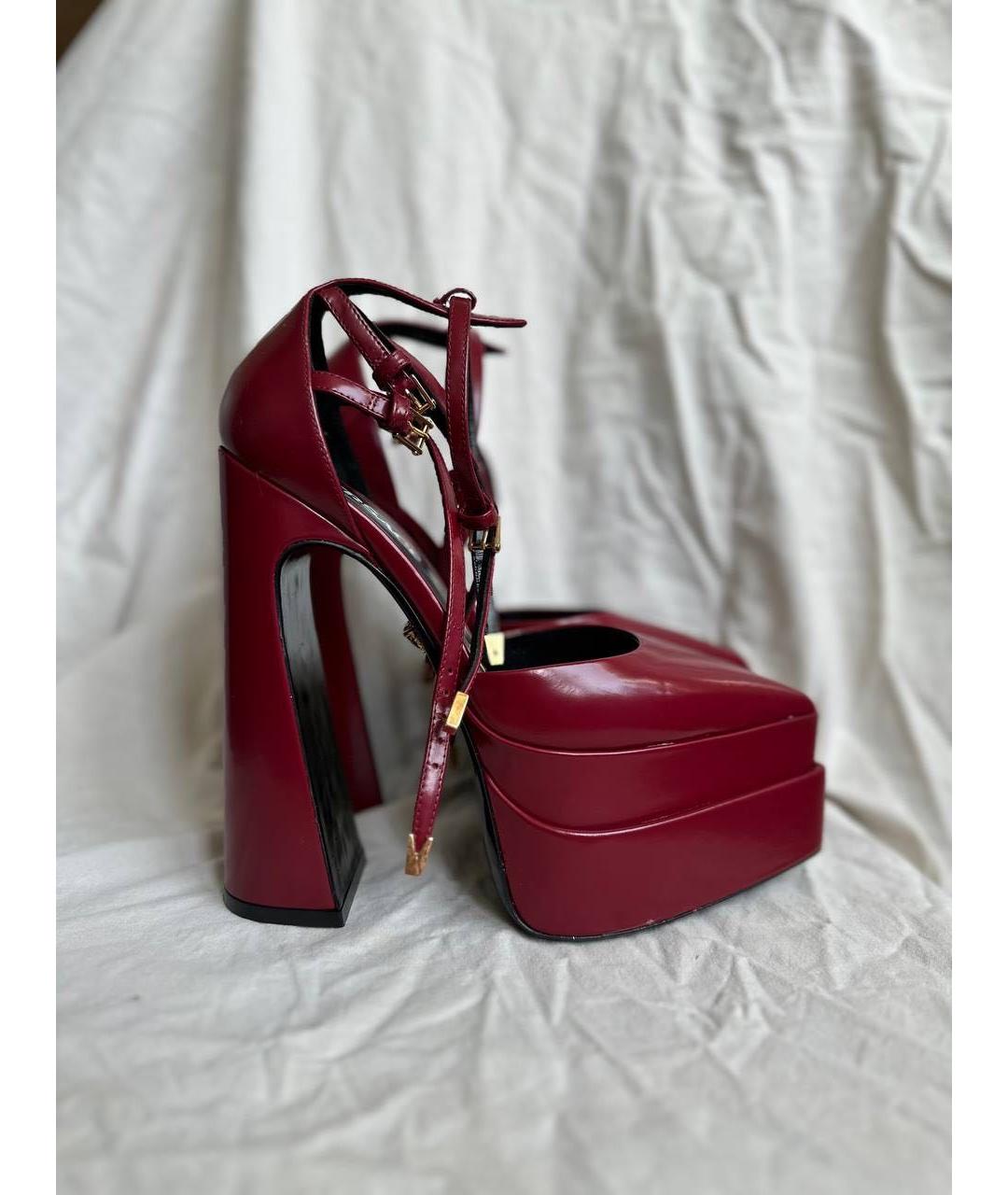 VERSACE Бордовые кожаные туфли, фото 9