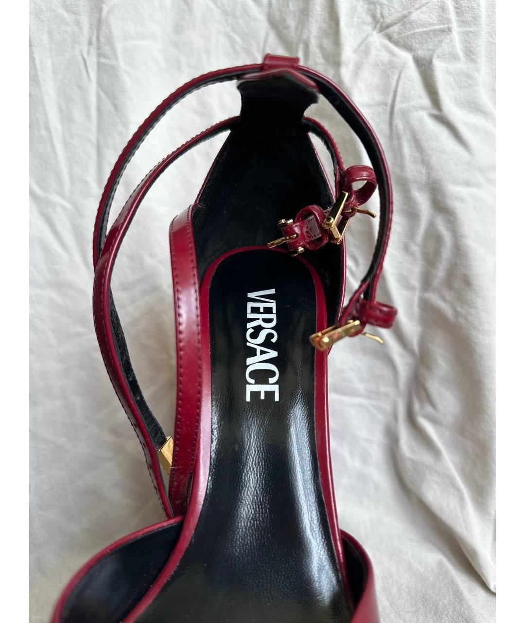 VERSACE Бордовые кожаные туфли, фото 5