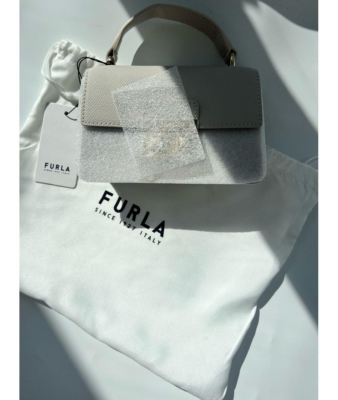 FURLA Бежевая кожаная сумка через плечо, фото 2