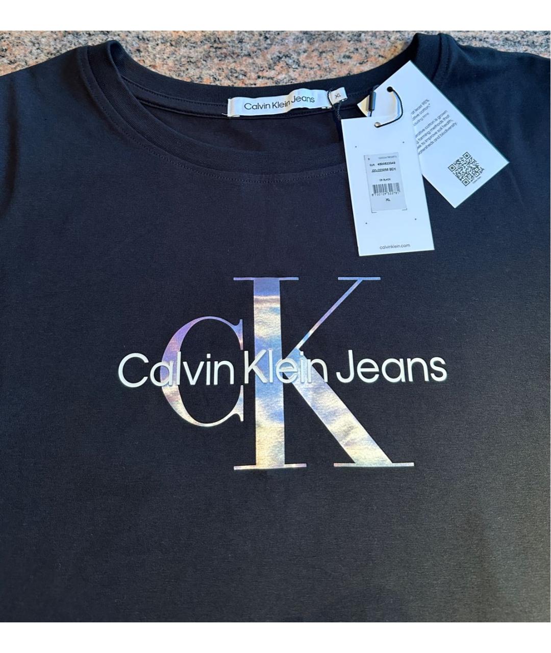 CALVIN KLEIN JEANS Черное хлопковое повседневное платье, фото 3