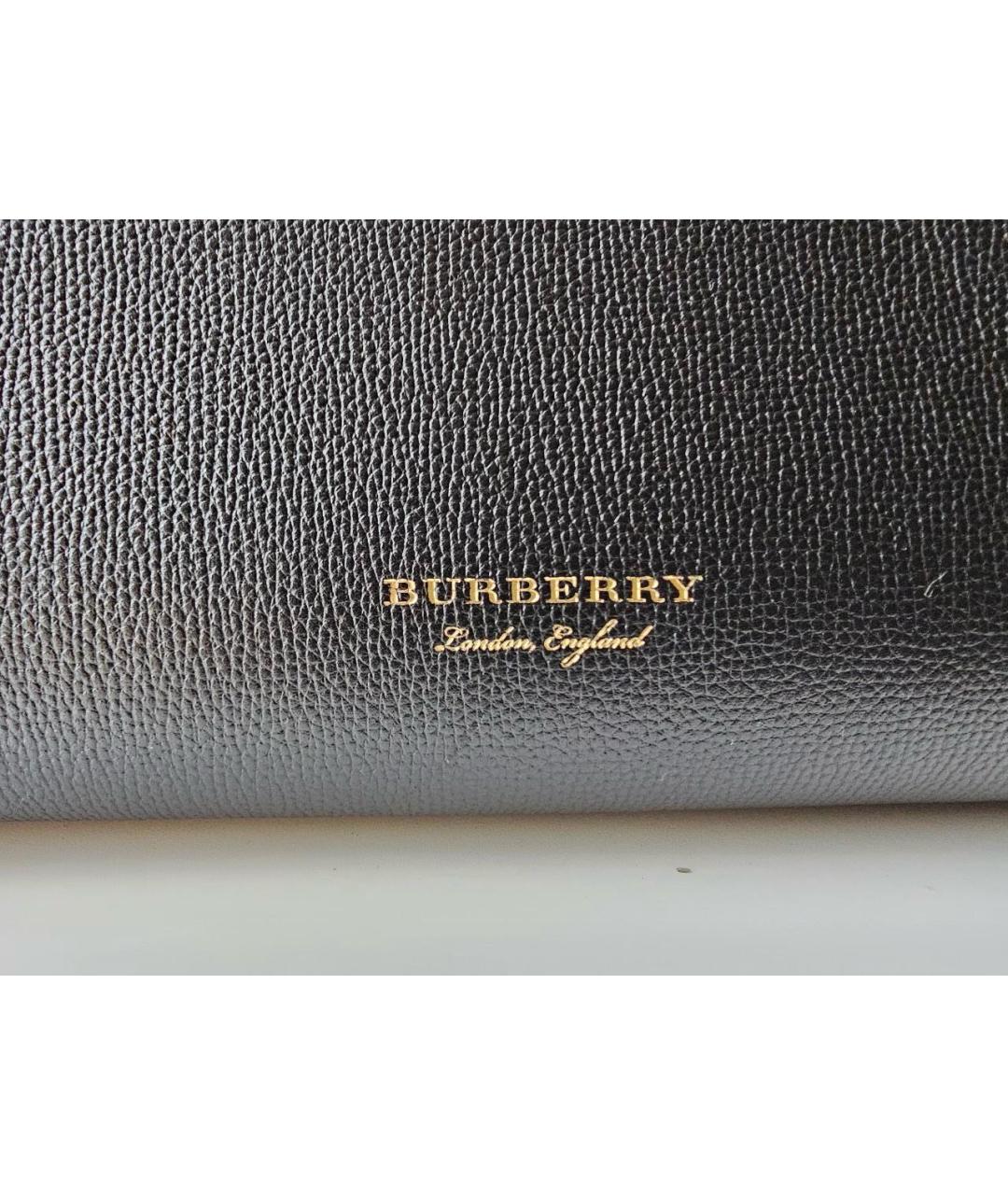 BURBERRY Черная кожаная сумка тоут, фото 3