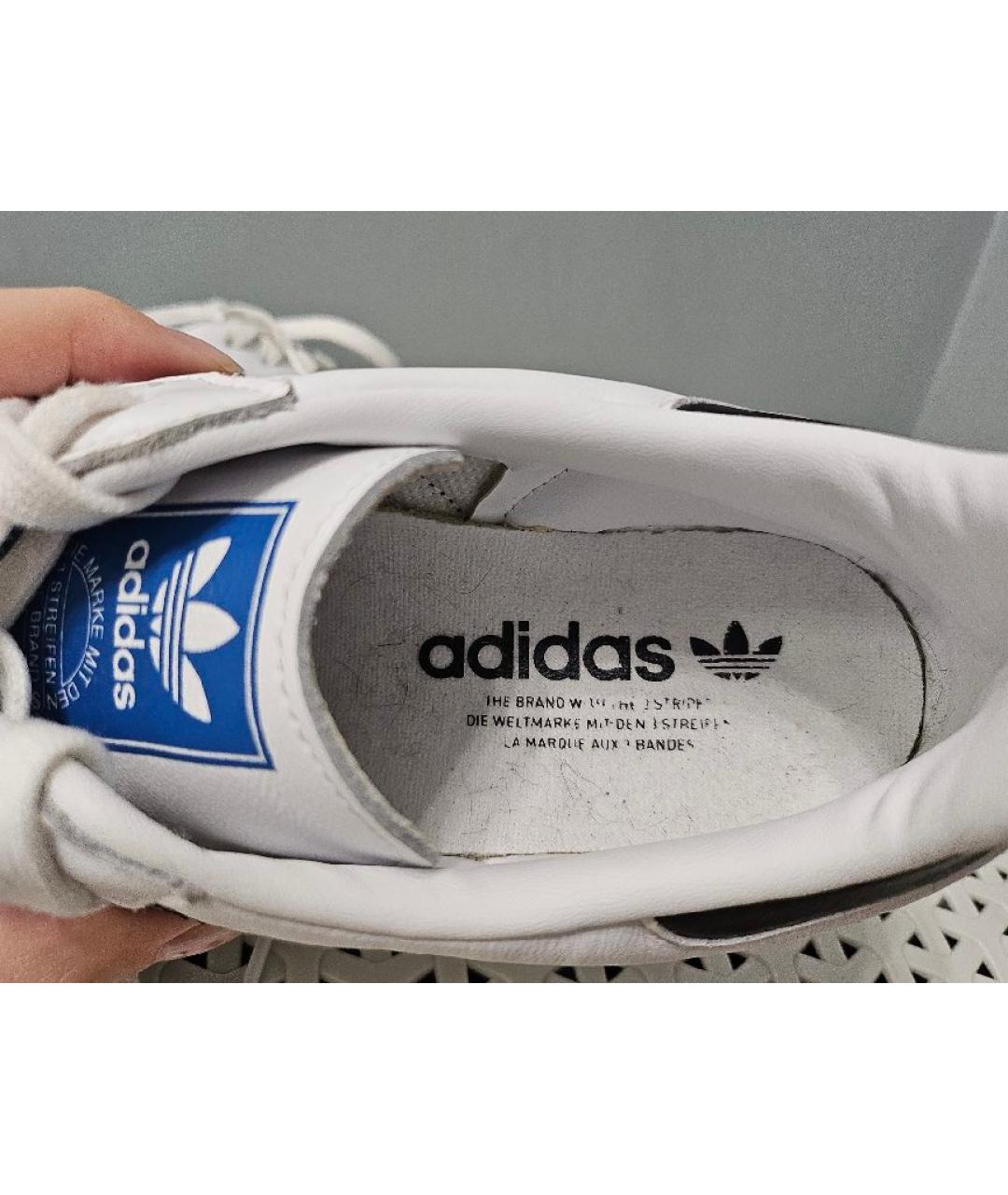 ADIDAS Белые кожаные кроссовки, фото 7