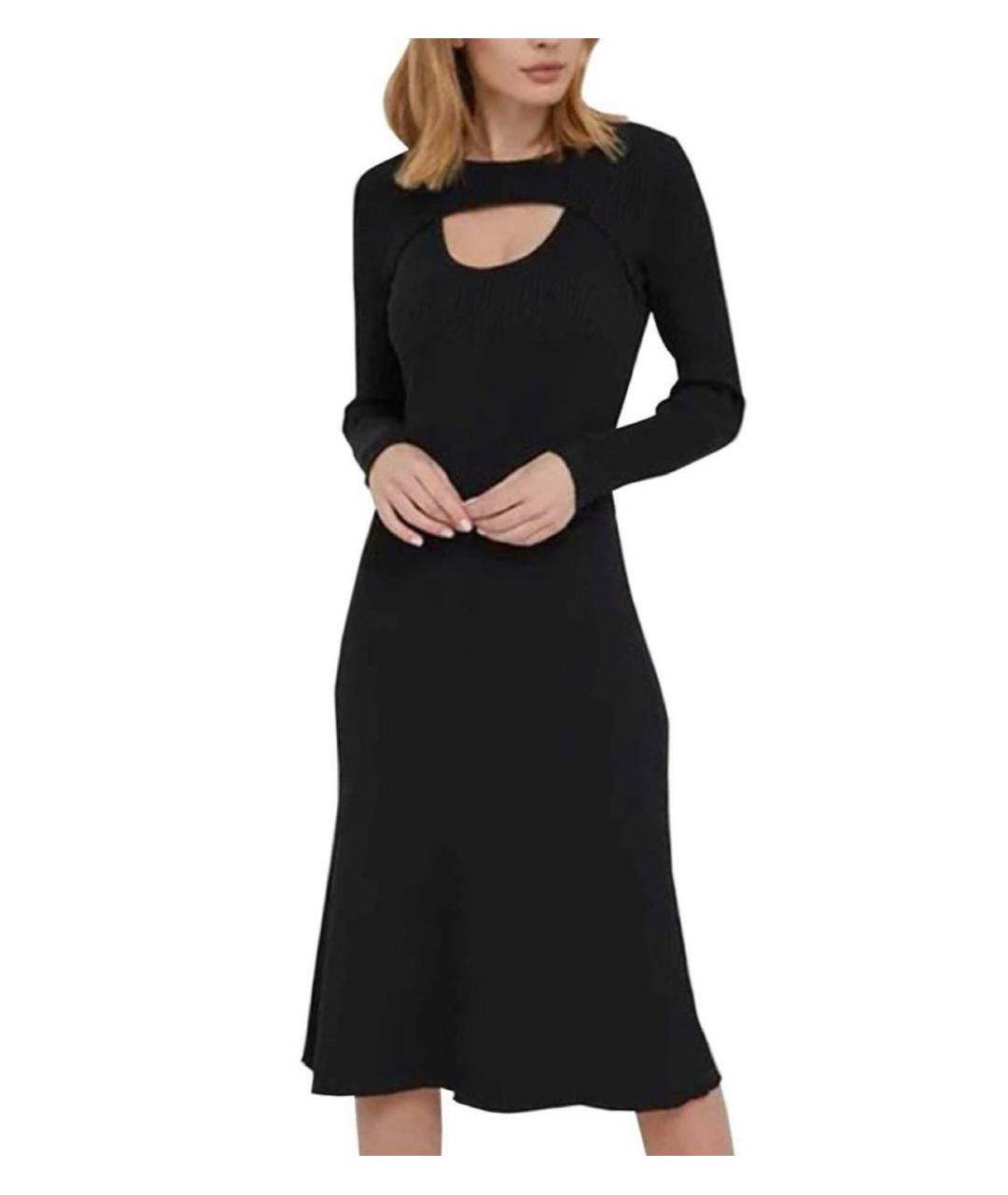 PINKO Черное вискозное повседневное платье, фото 2
