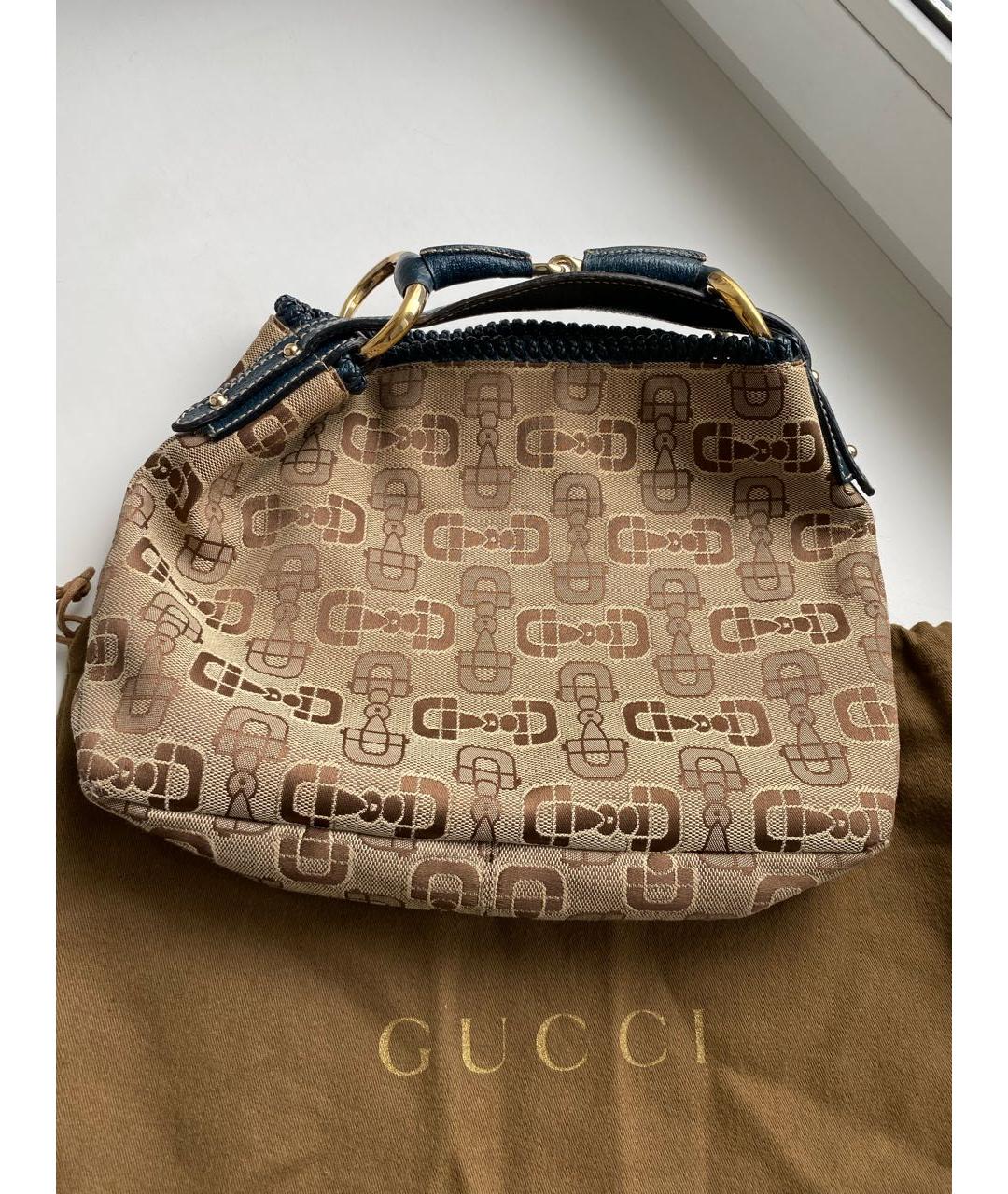 GUCCI Коричневая тканевая сумка тоут, фото 3