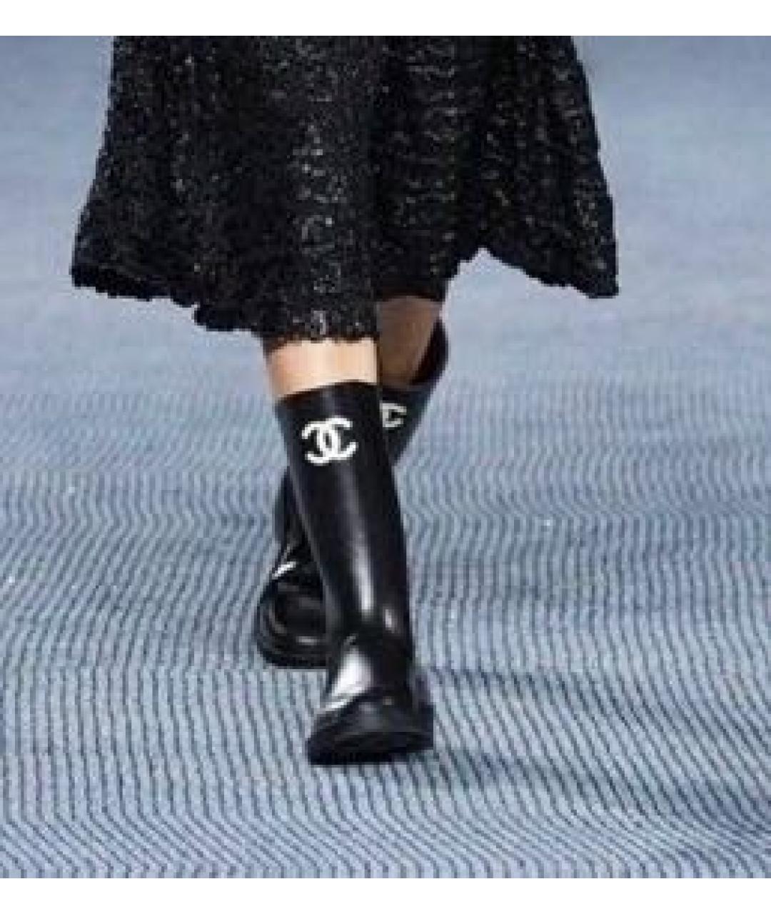 CHANEL Черные резиновые сапоги, фото 4