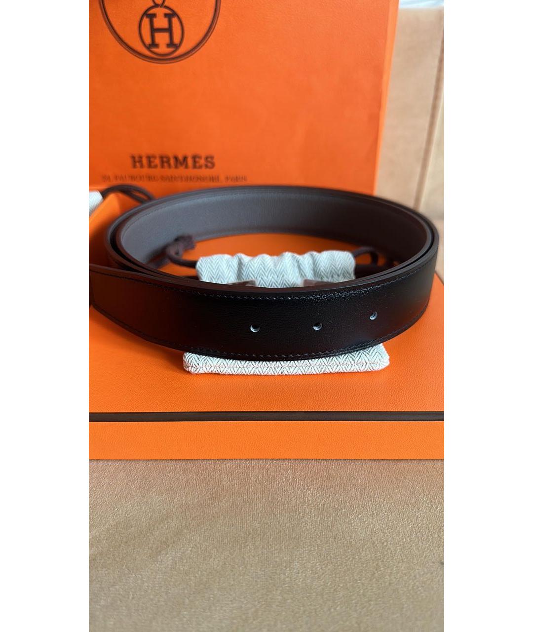 HERMES Черный кожаный ремень, фото 2