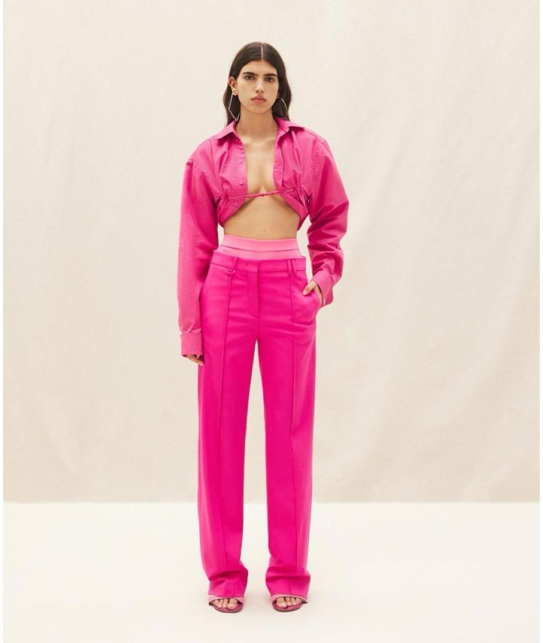 JACQUEMUS Розовые шерстяные брюки широкие, фото 4