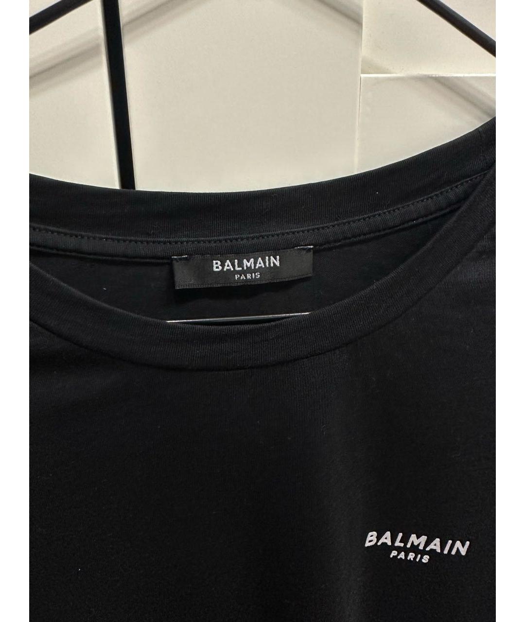 BALMAIN Черная хлопковая футболка, фото 3