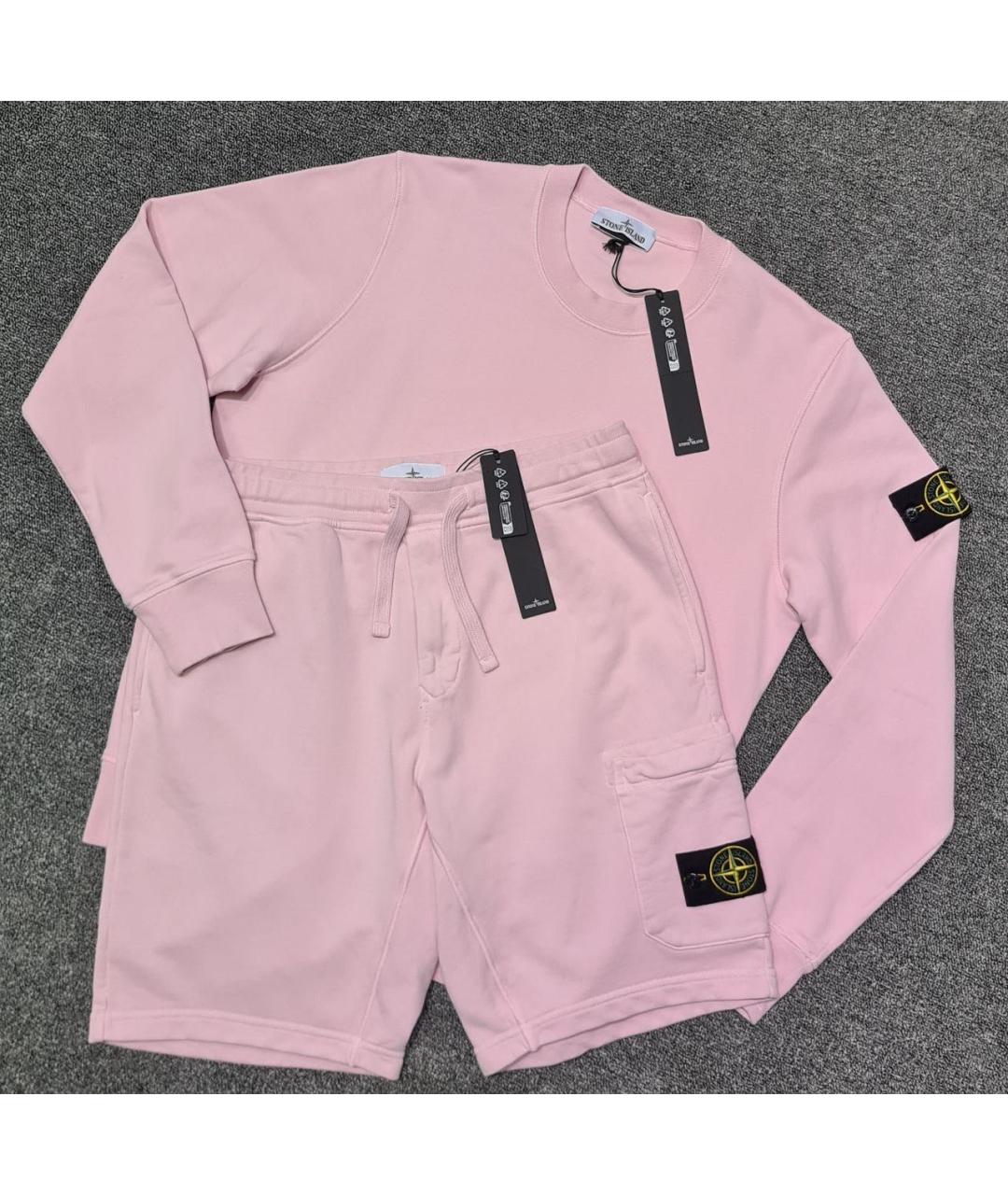 STONE ISLAND Розовый хлопковый спортивный костюм, фото 4