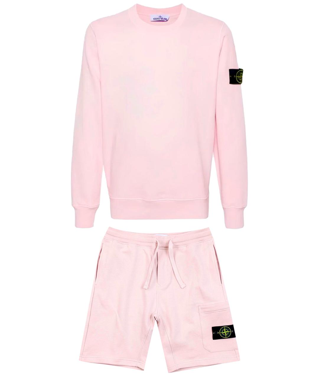 STONE ISLAND Розовый хлопковый спортивный костюм, фото 1