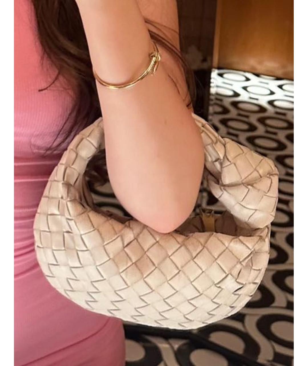 BOTTEGA VENETA Белая кожаная сумка с короткими ручками, фото 6
