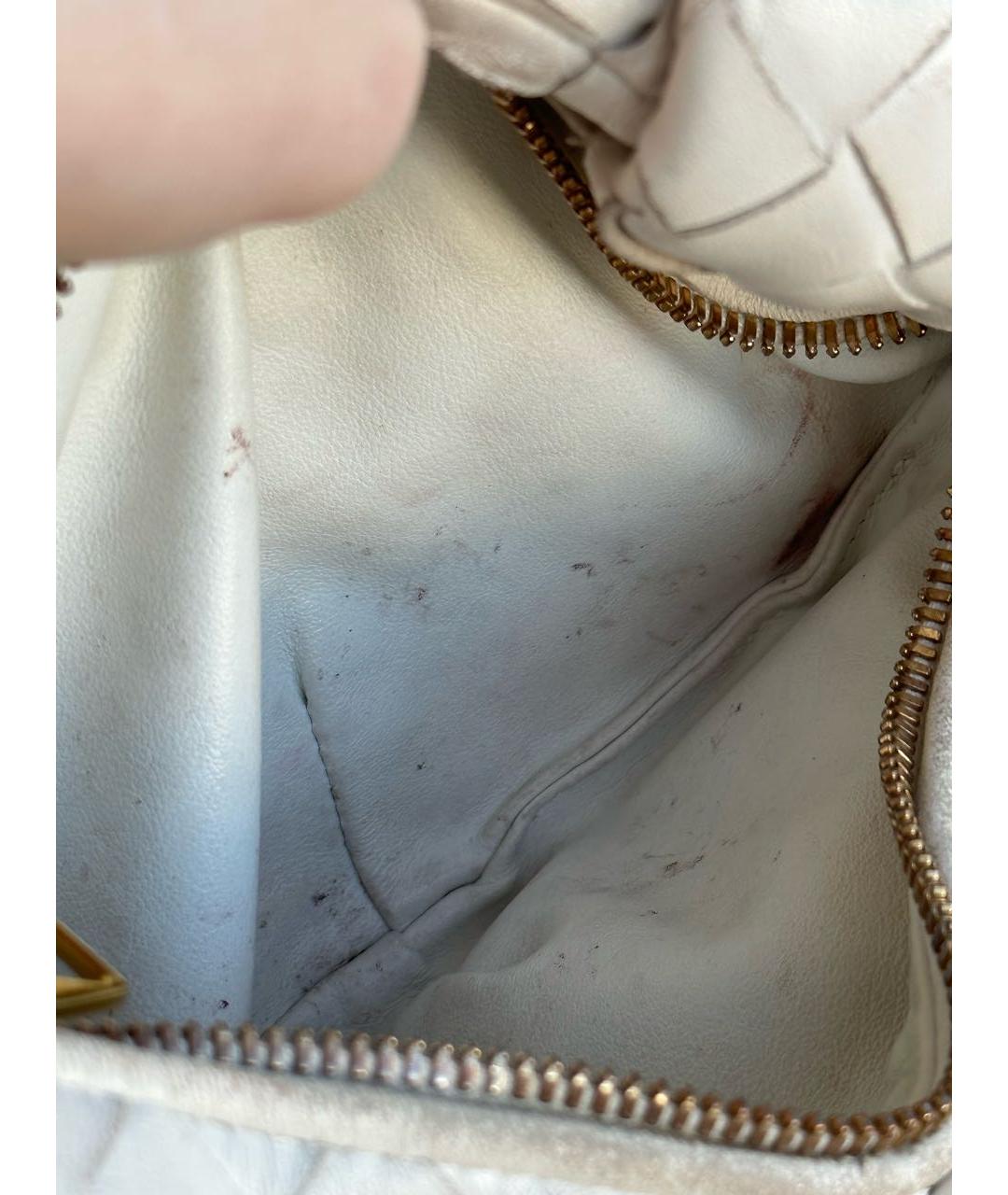 BOTTEGA VENETA Белая кожаная сумка с короткими ручками, фото 5