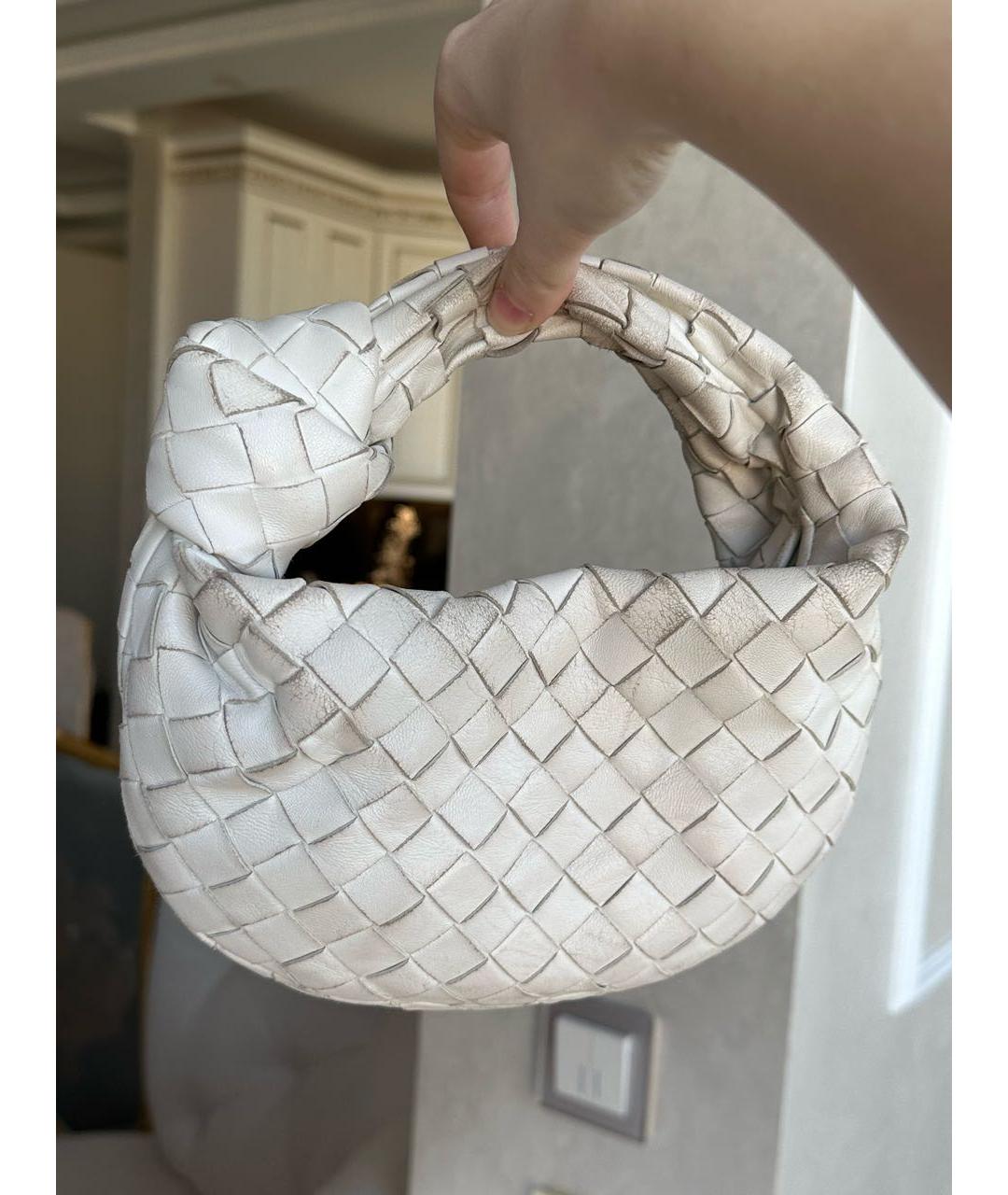 BOTTEGA VENETA Белая кожаная сумка с короткими ручками, фото 4