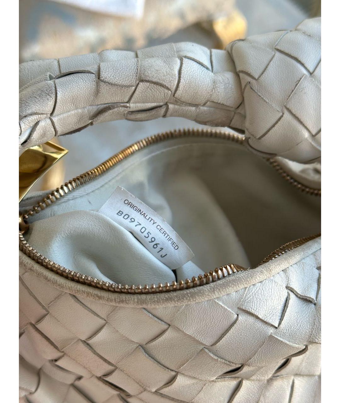 BOTTEGA VENETA Белая кожаная сумка с короткими ручками, фото 7