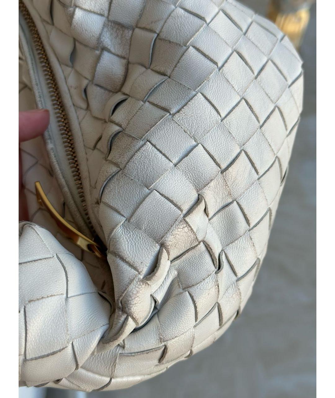 BOTTEGA VENETA Белая кожаная сумка с короткими ручками, фото 8