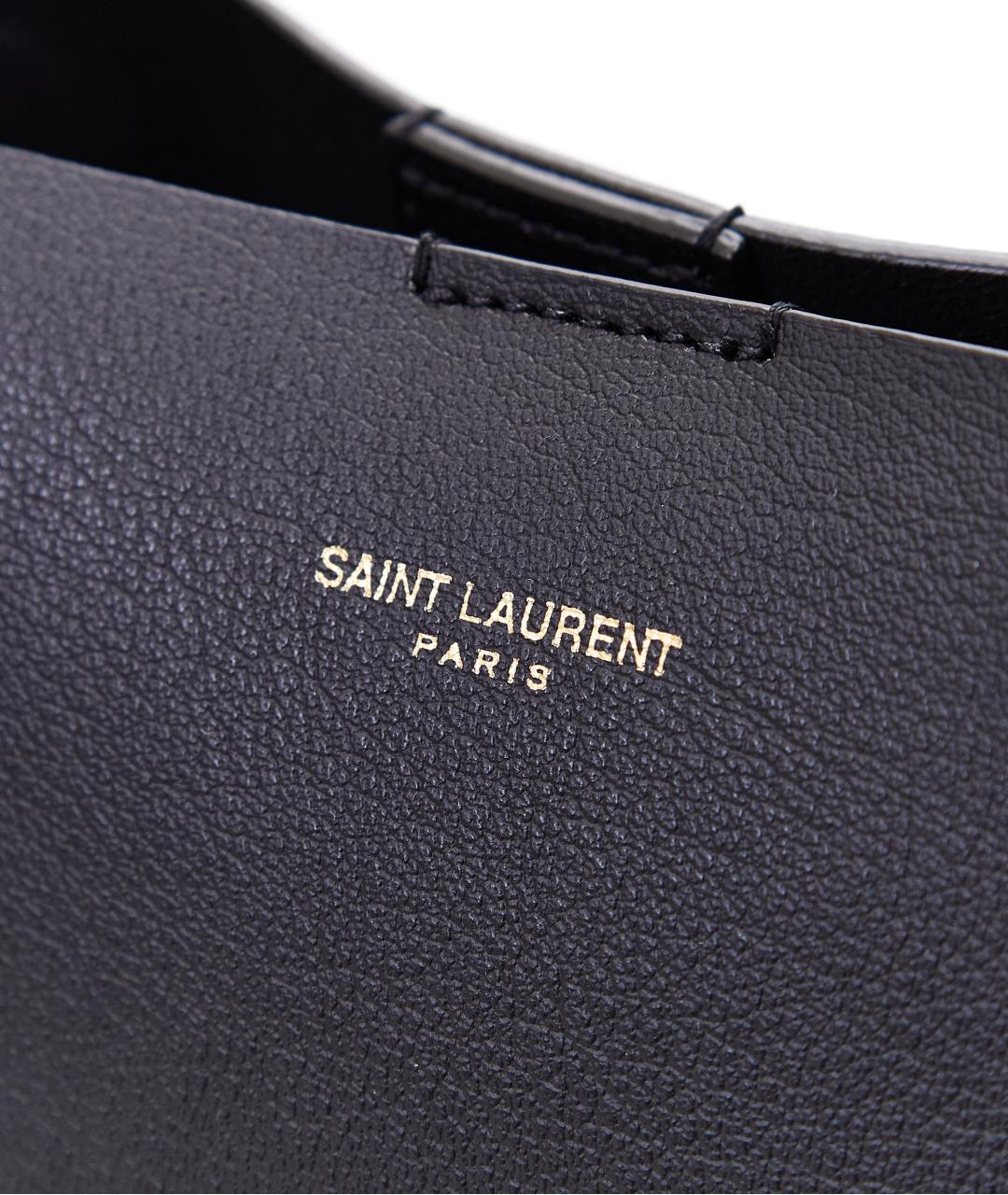 SAINT LAURENT Черная кожаная сумка тоут, фото 5