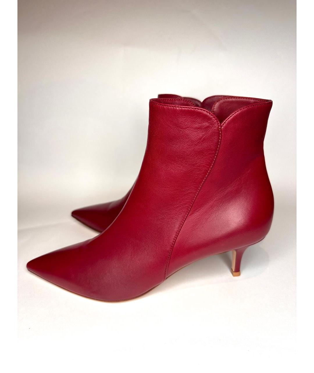 GIANVITO ROSSI Бордовые кожаные ботинки, фото 3