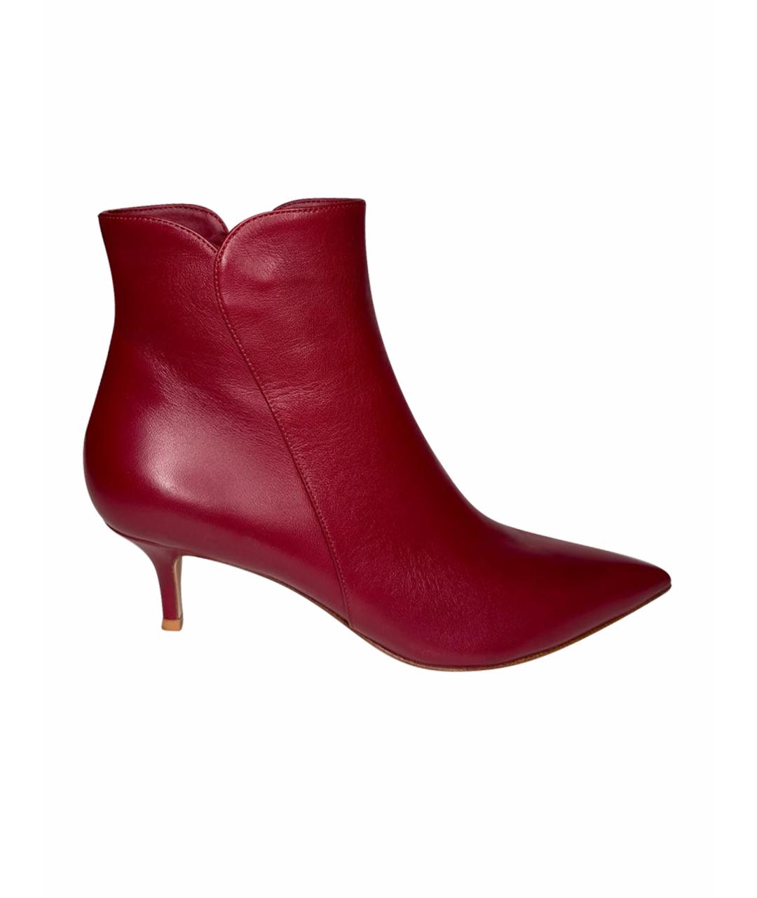 GIANVITO ROSSI Бордовые кожаные ботинки, фото 5