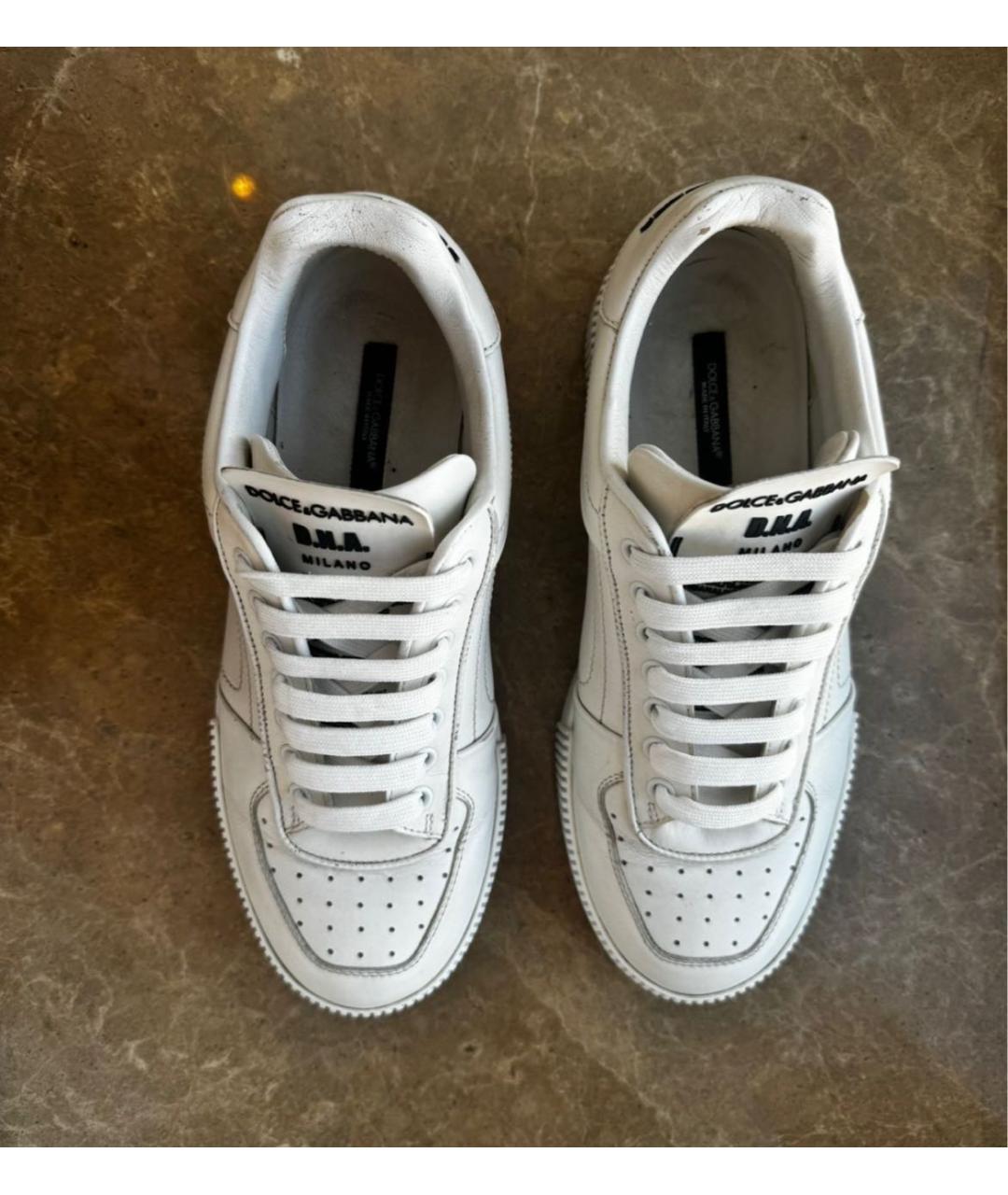 DOLCE&GABBANA Белые кожаные кеды, фото 2