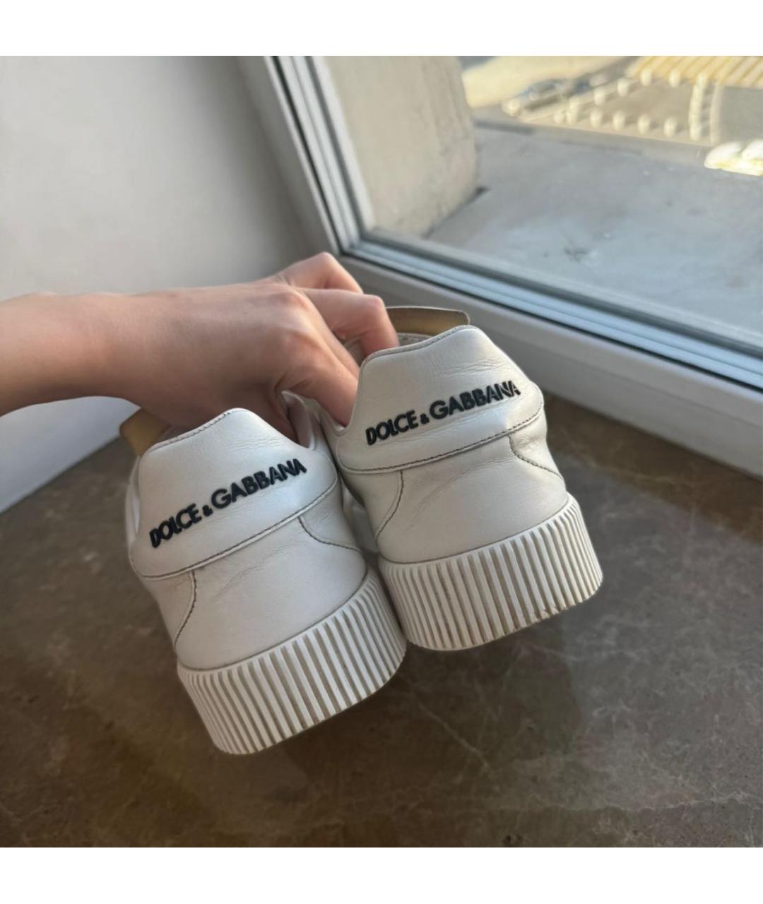 DOLCE&GABBANA Белые кожаные кеды, фото 4