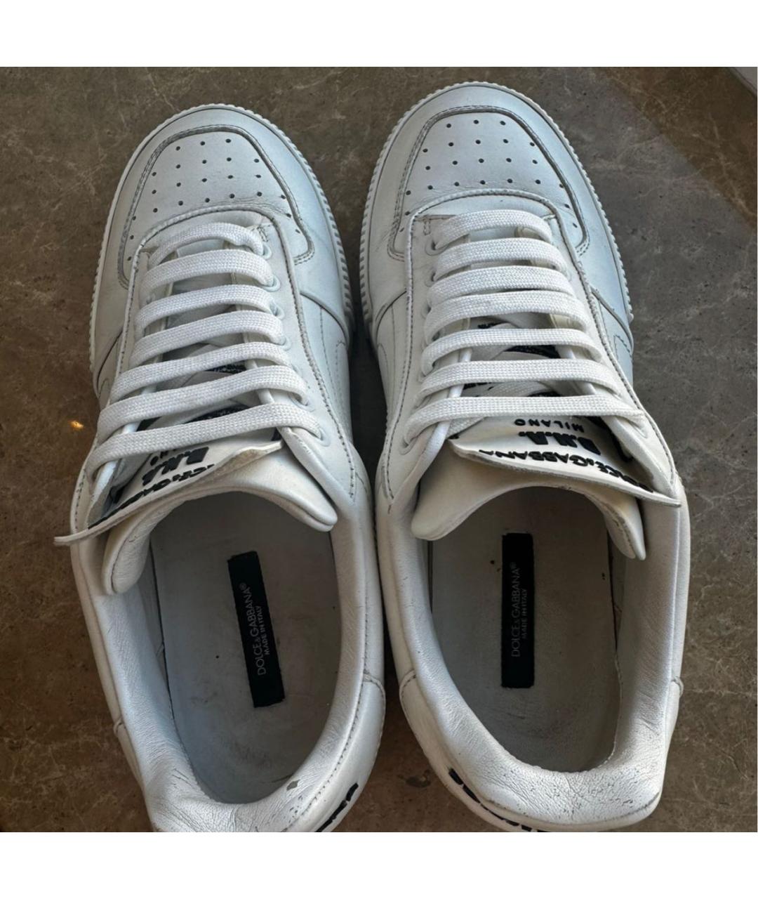 DOLCE&GABBANA Белые кожаные кеды, фото 3